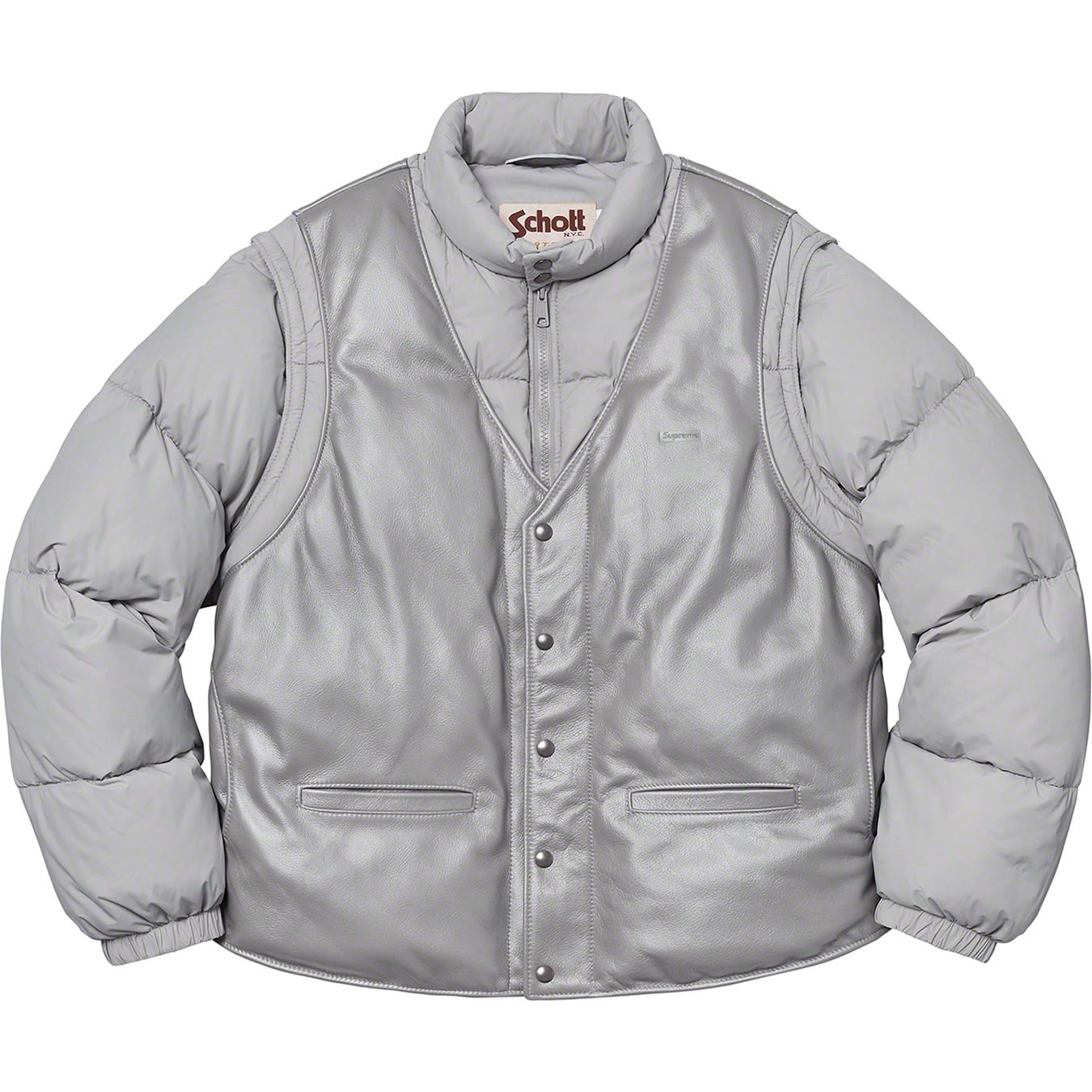 Supreme®/Schott® Down Leather Vest Puffy Jacket view 9